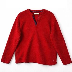 Original Penguin Mens Red Sherpa Fleece Quarter Snap Pullover Sweater Large